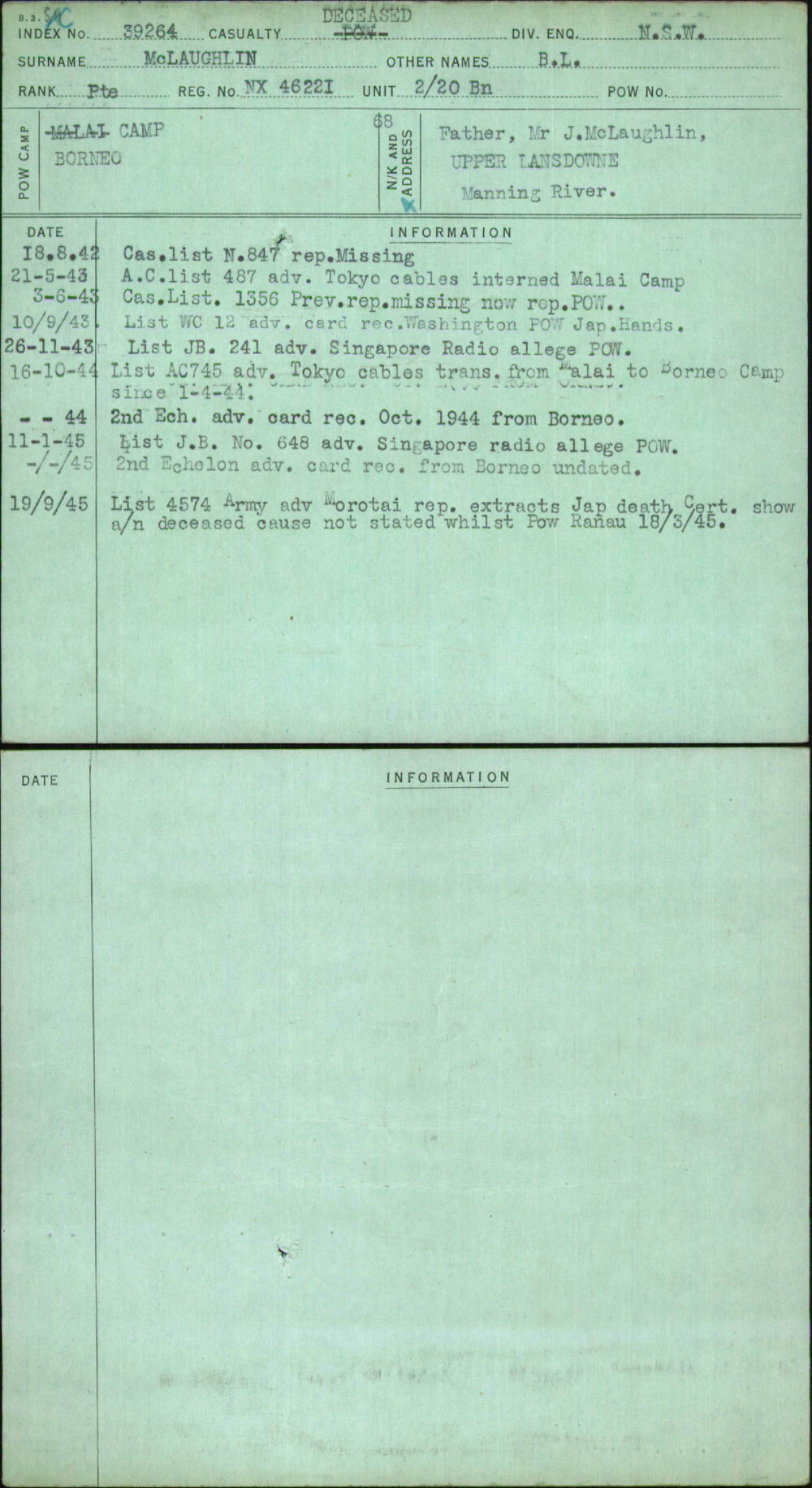 Mclaughlin, B L, NX46221