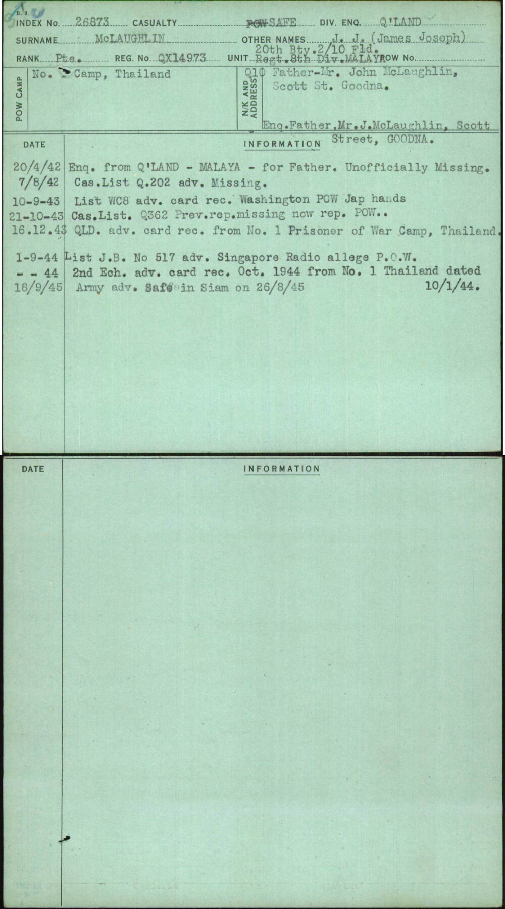 Mclaughlin, J J (James Joseph), QX14973