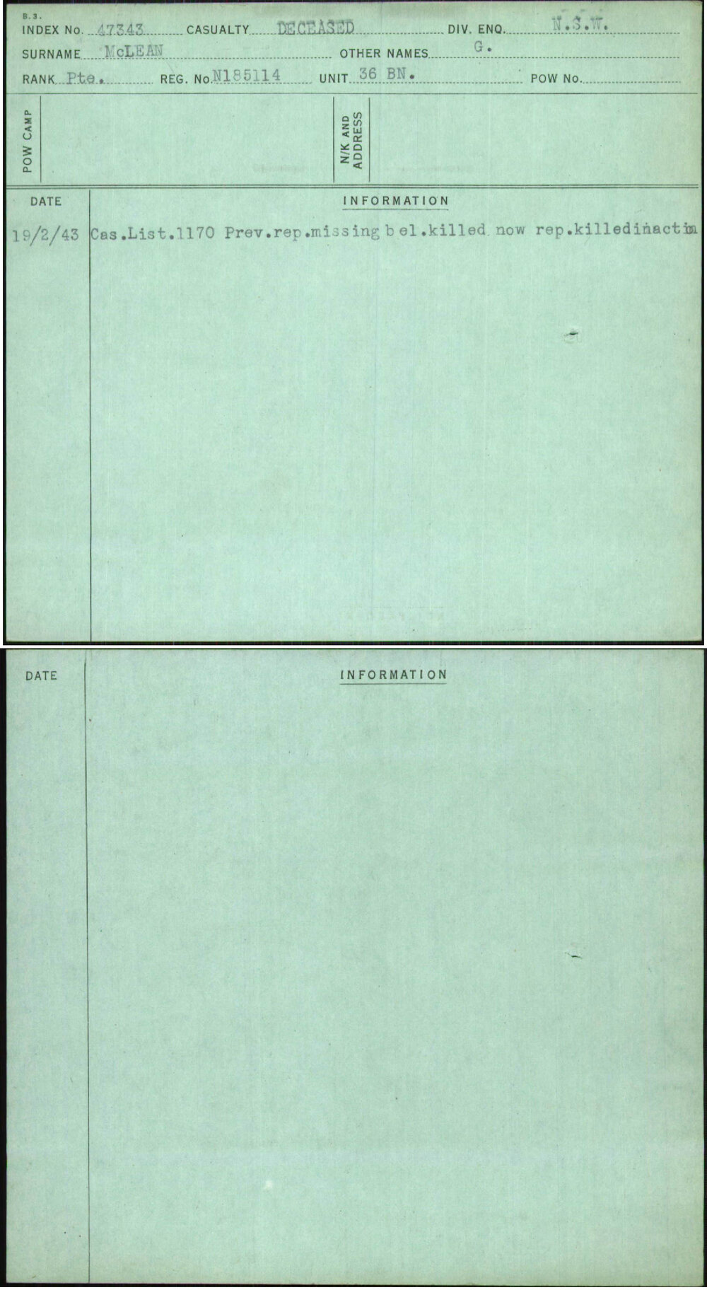 Mclean, G, N185114