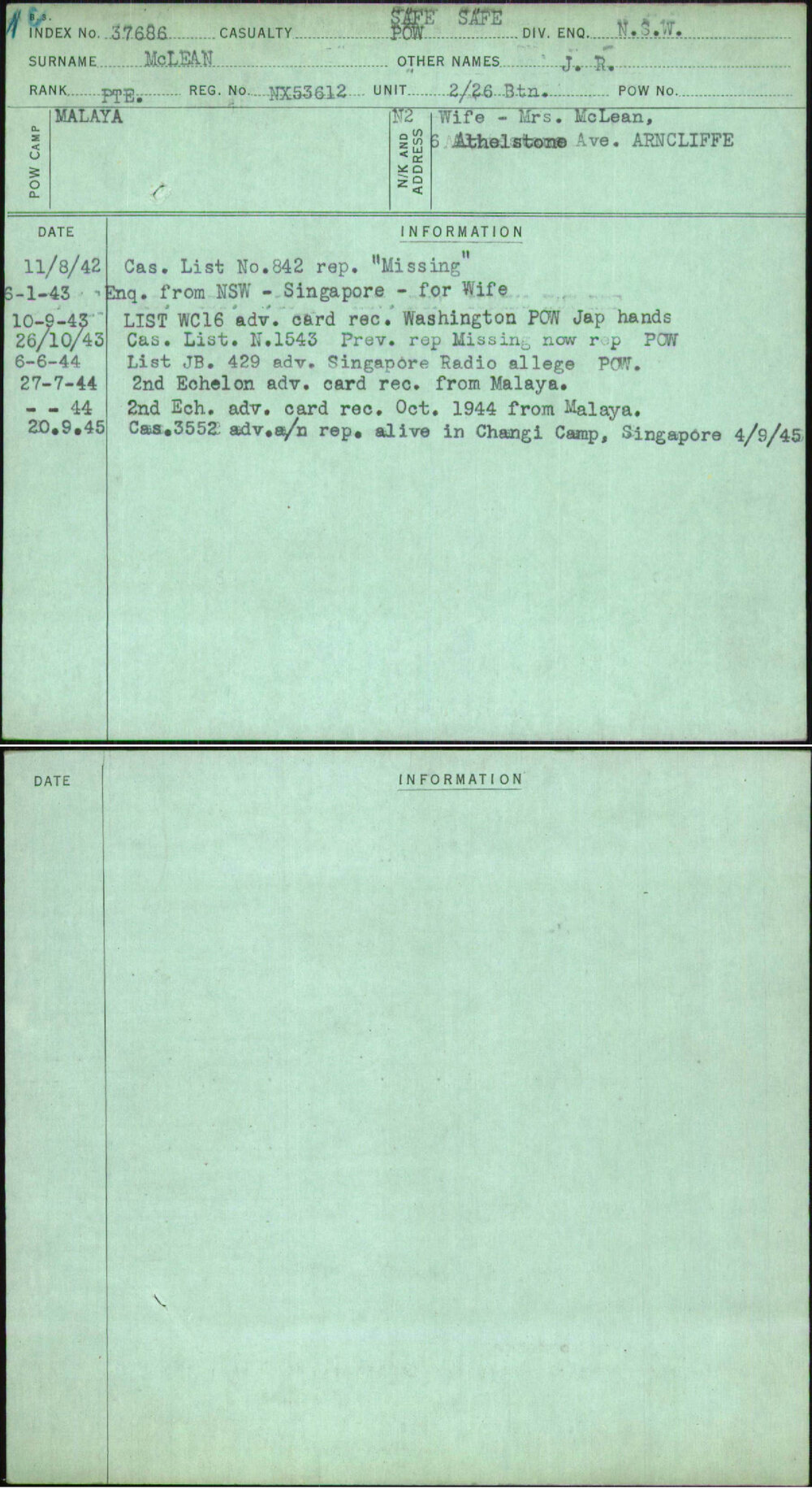 Mclean, J R, NX53612