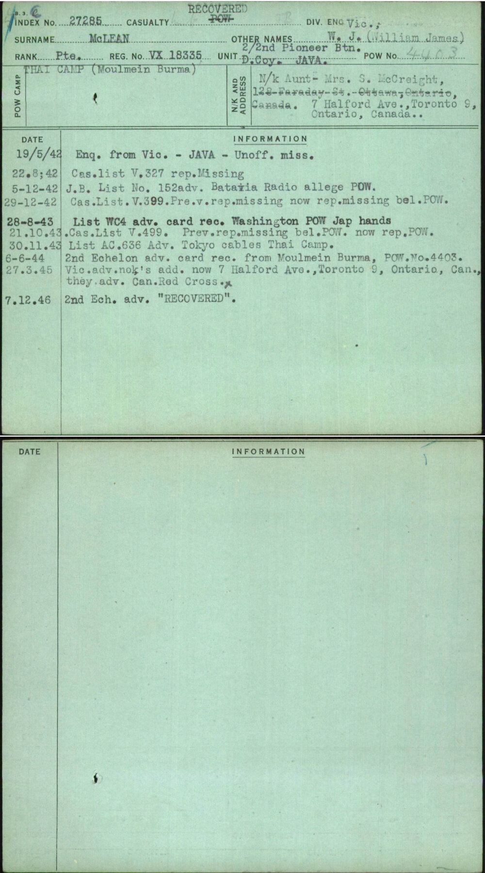 Mclean, W J (William James), VX18335