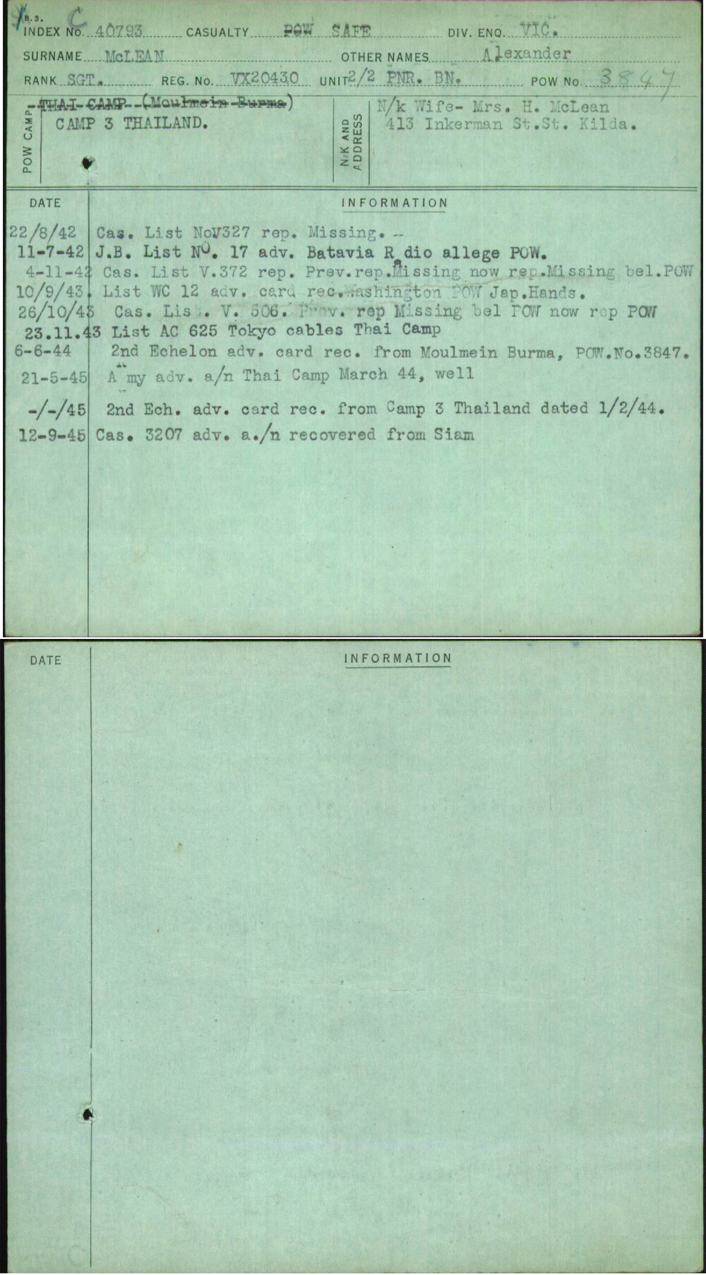 Mclean, Alexander, VX20430