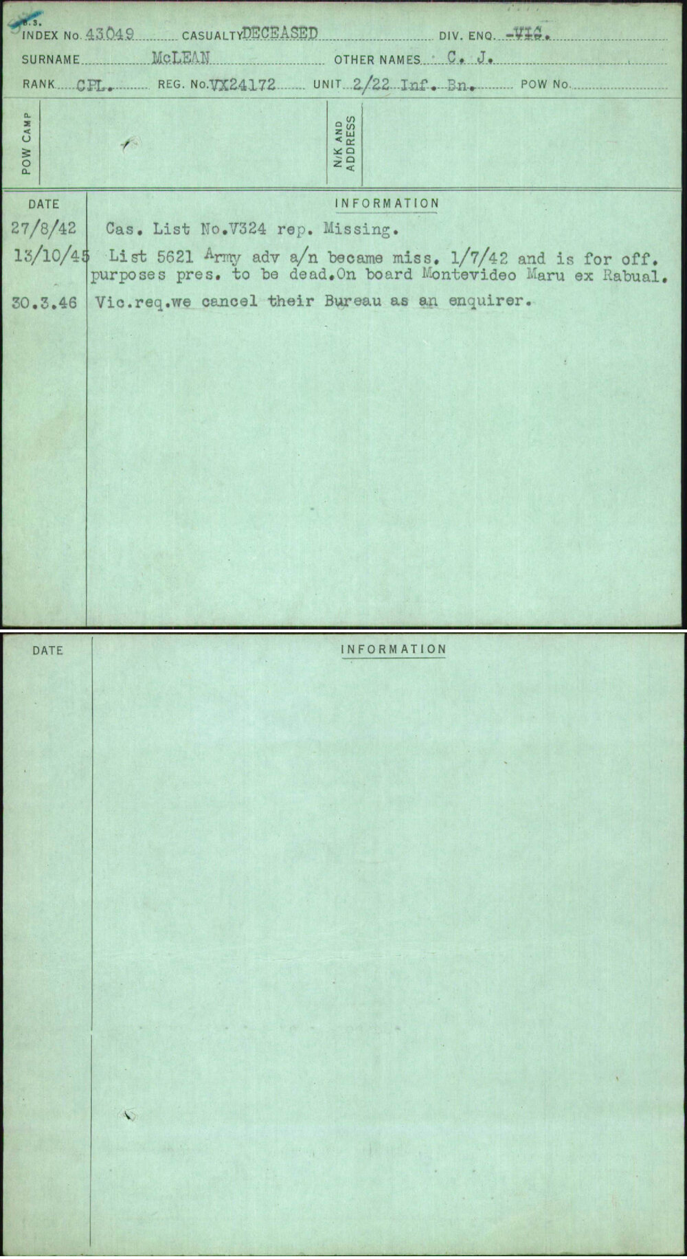 Mclean, C J, VX24172