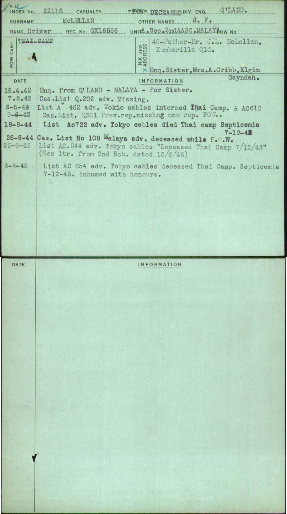 Mclellan, J F, QX16566