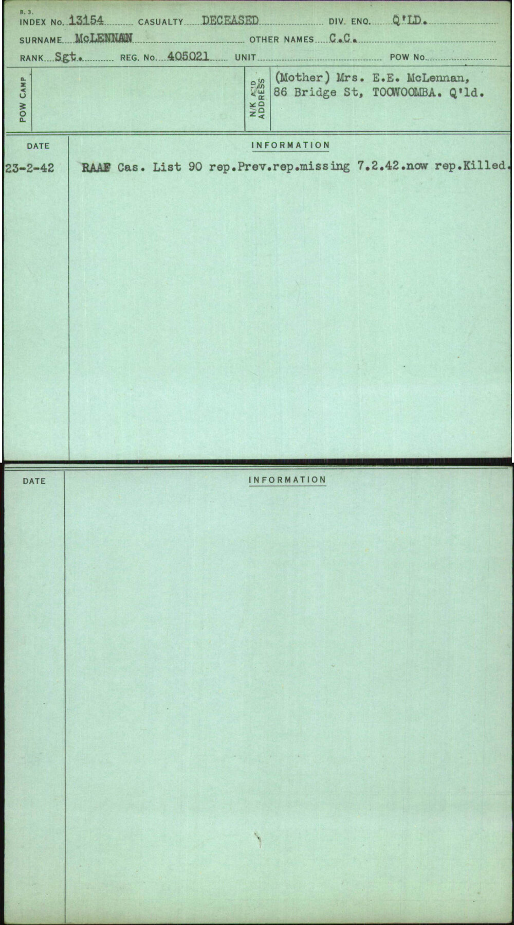 Mclennan, C C, 405021