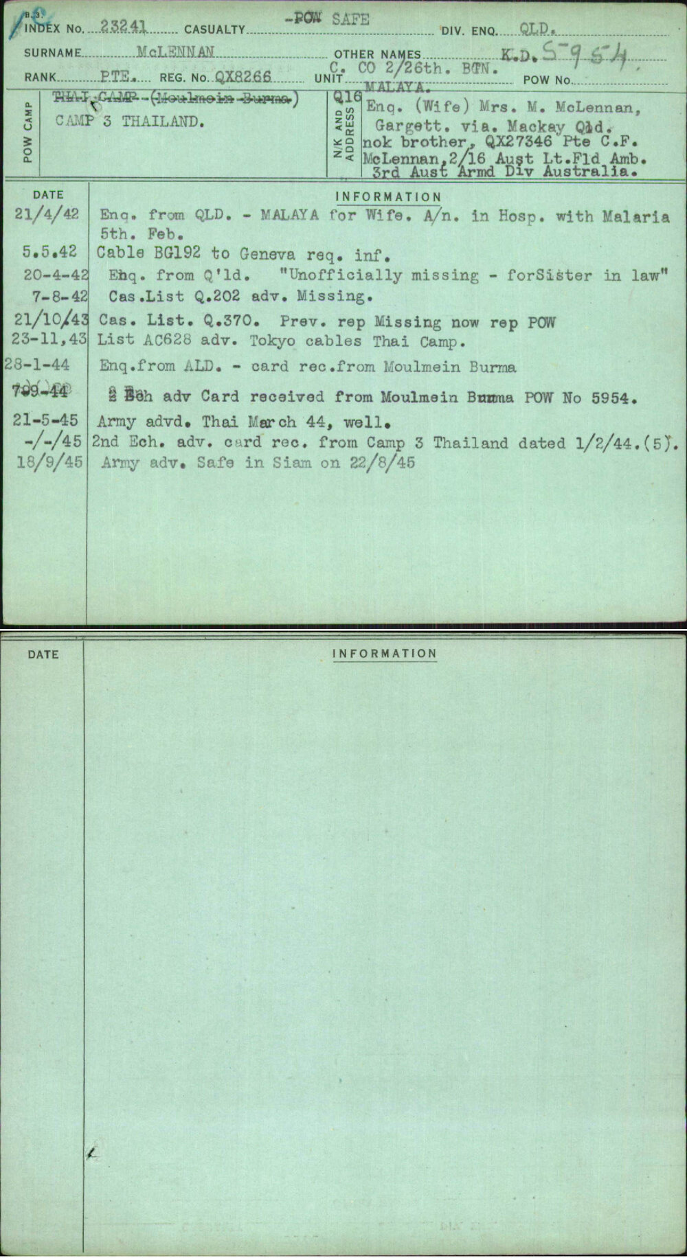 Mclennan, K D, QX8266