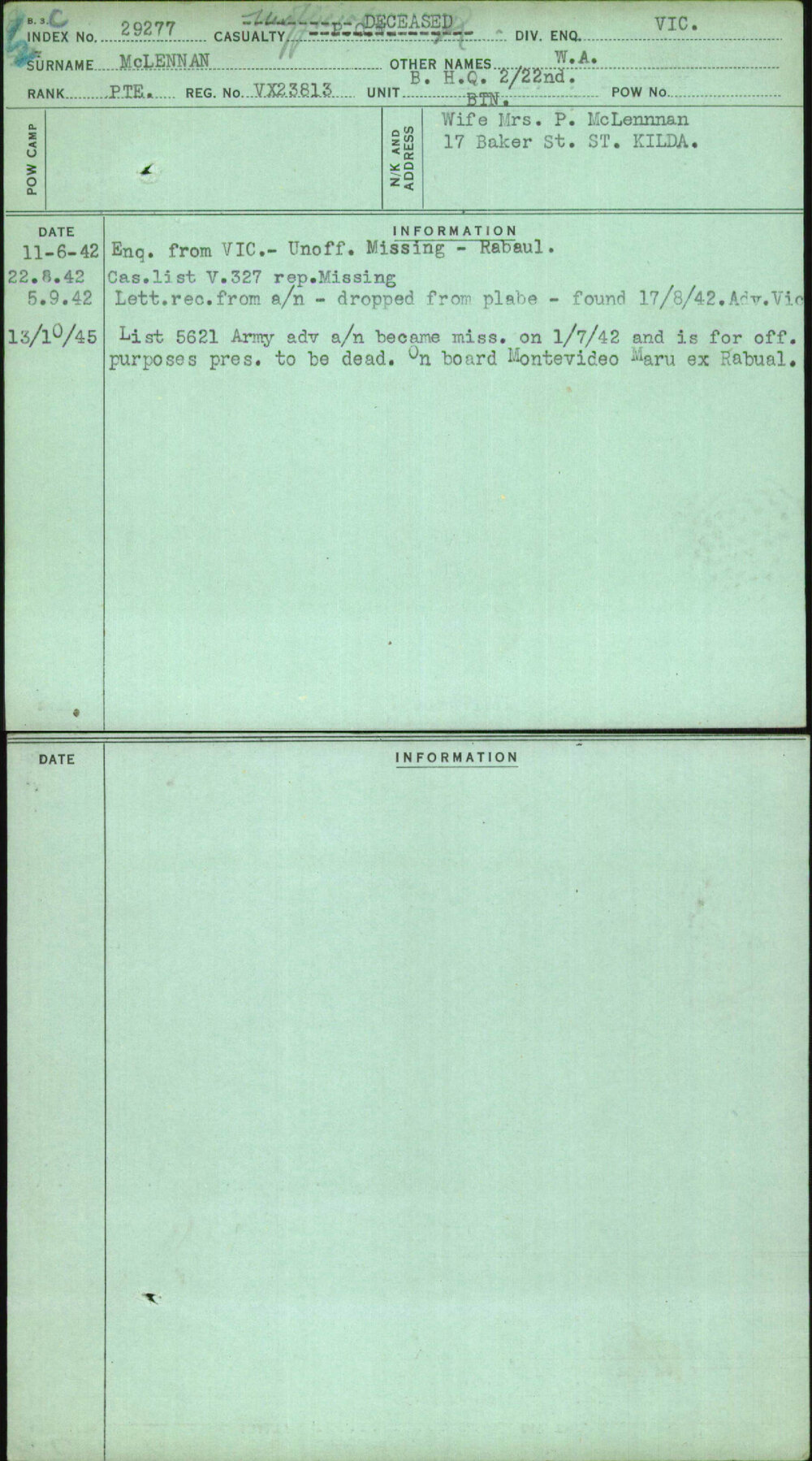 Mclennan, W A, VX23813