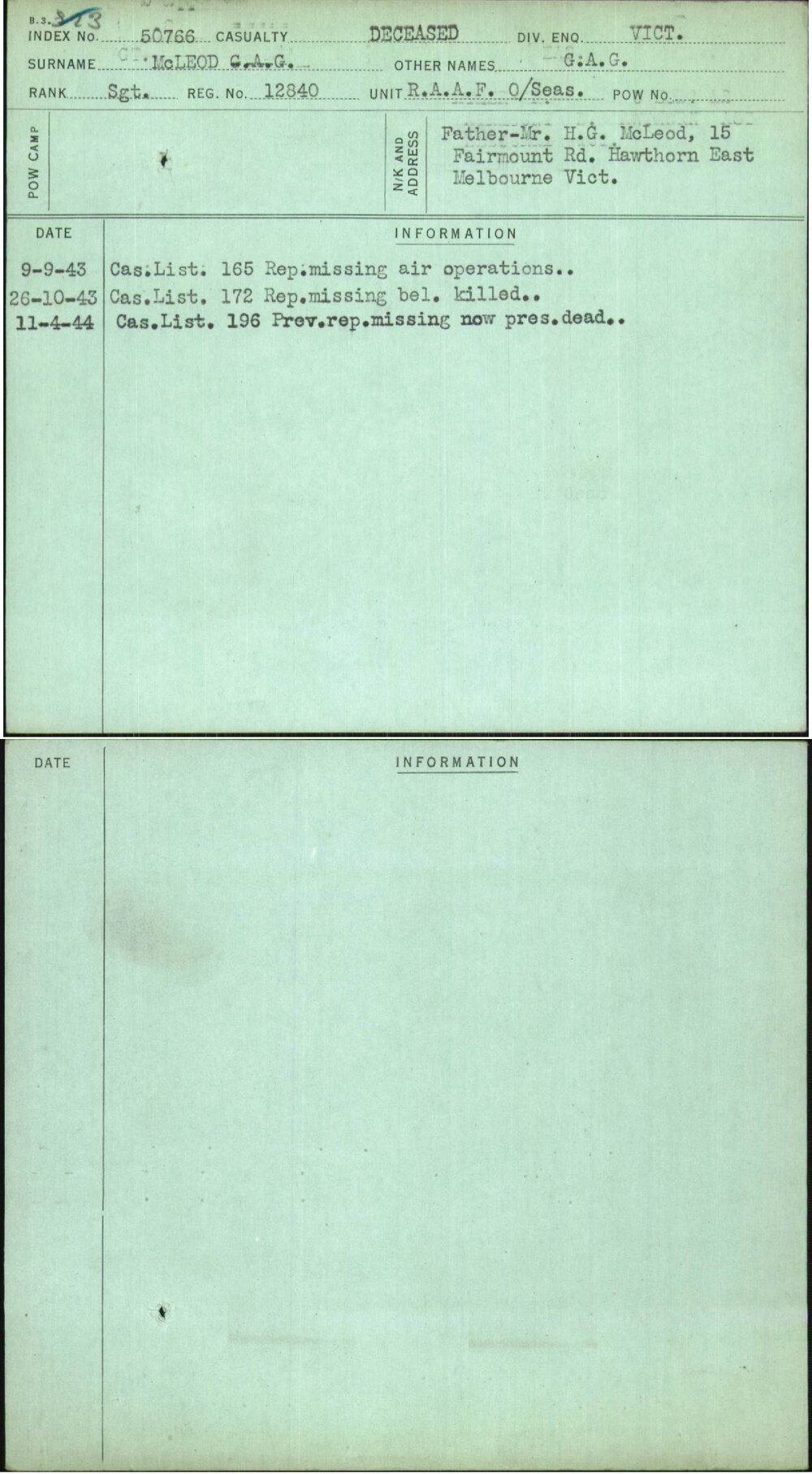 Mcleod, G A G, 12840