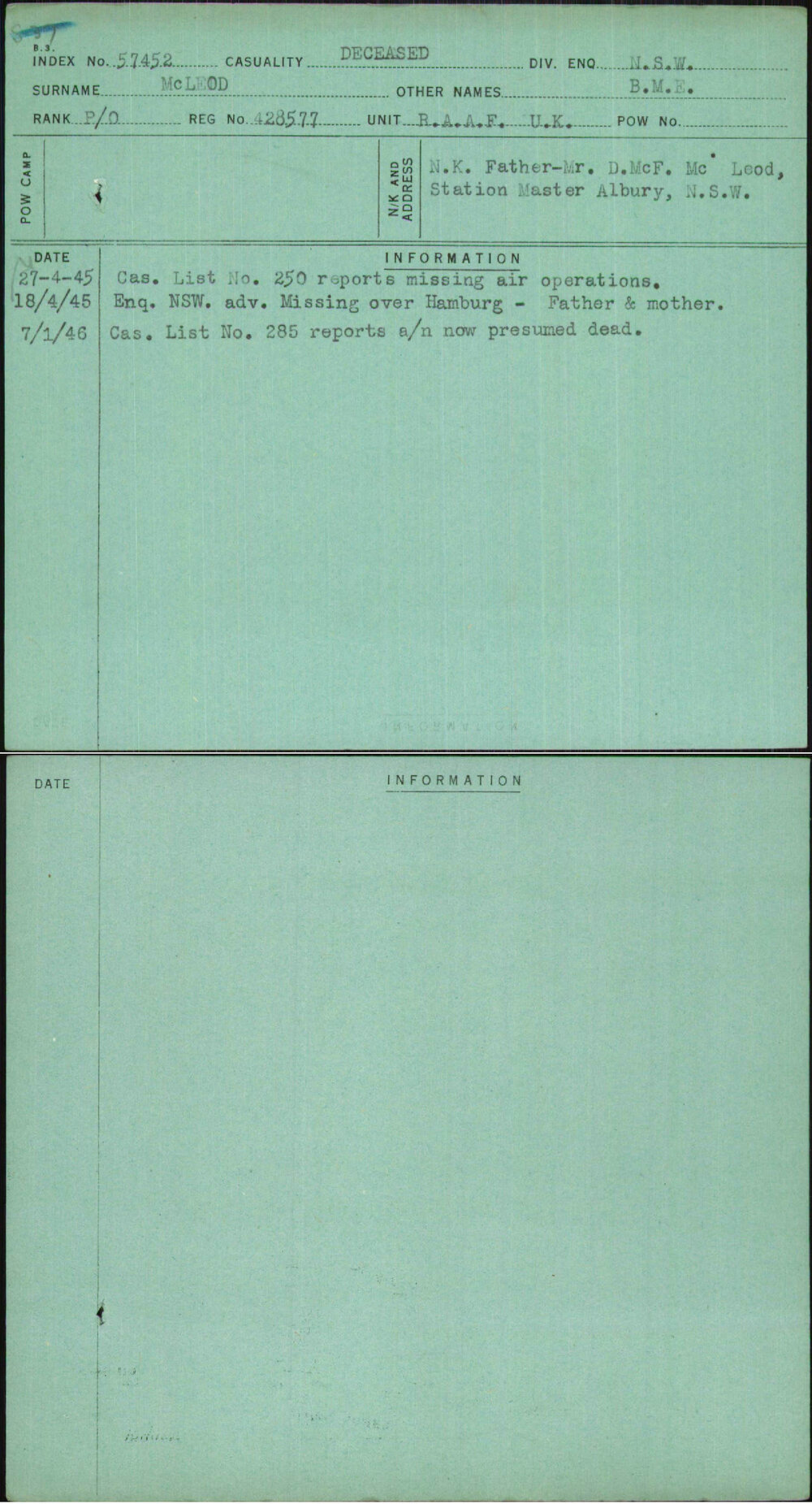 Mcleod, B M E, 428577