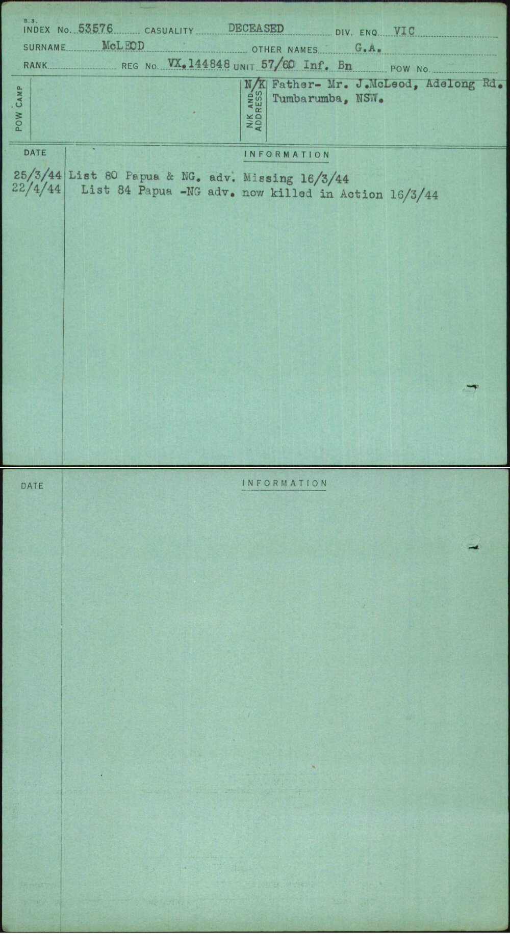 Mcleod, G A, VX144848