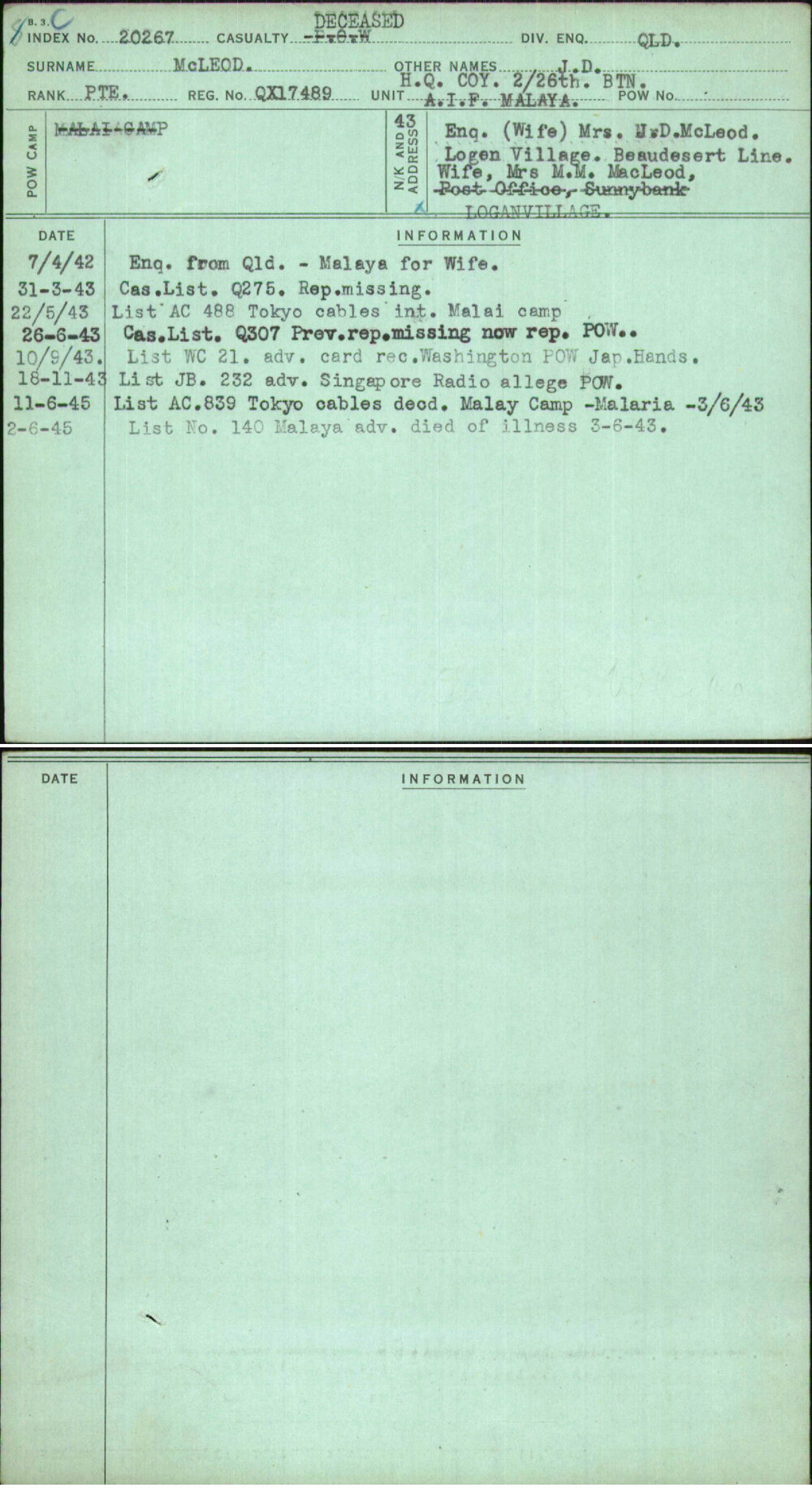 Mcleod, J D, QX17489