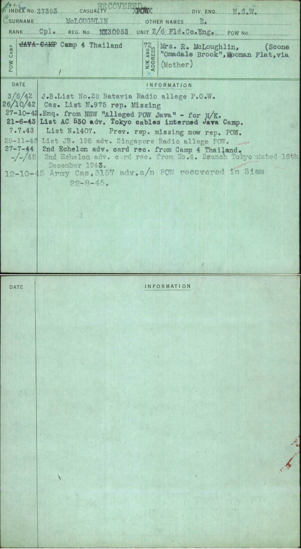 Mcloughlin, E, NX30953