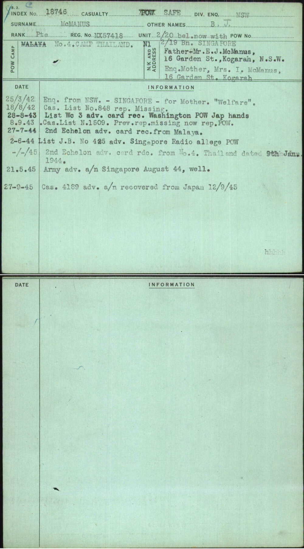 Mcmanus, B J, NX57418