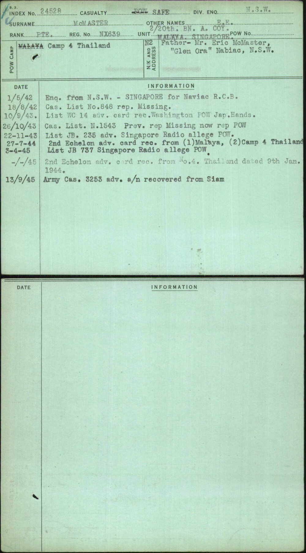 Mcmaster, E E, NX639