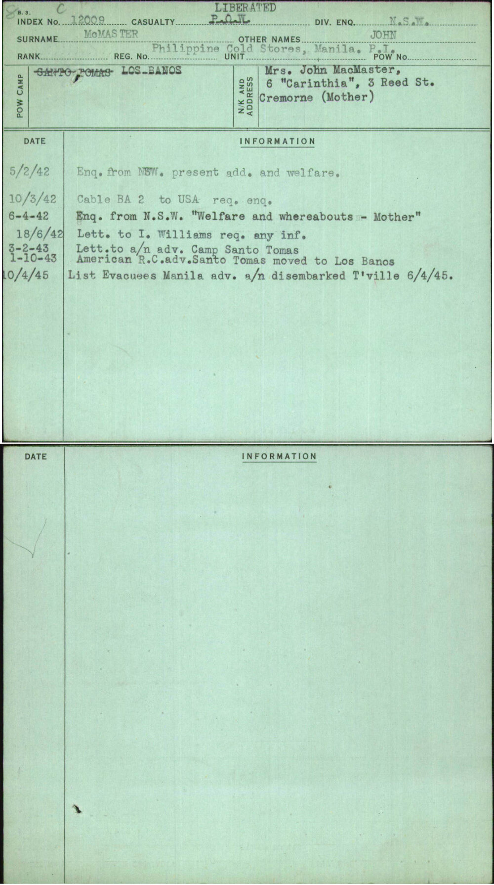 Mcmaster, John, Philippine Cold Stores Manila Pi