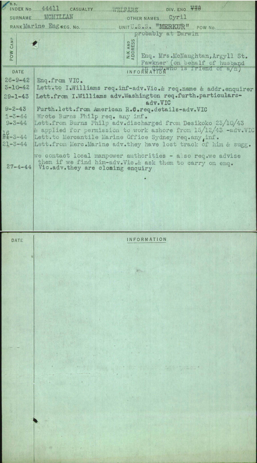 Mcmillan, Cyril, [No Service Number]