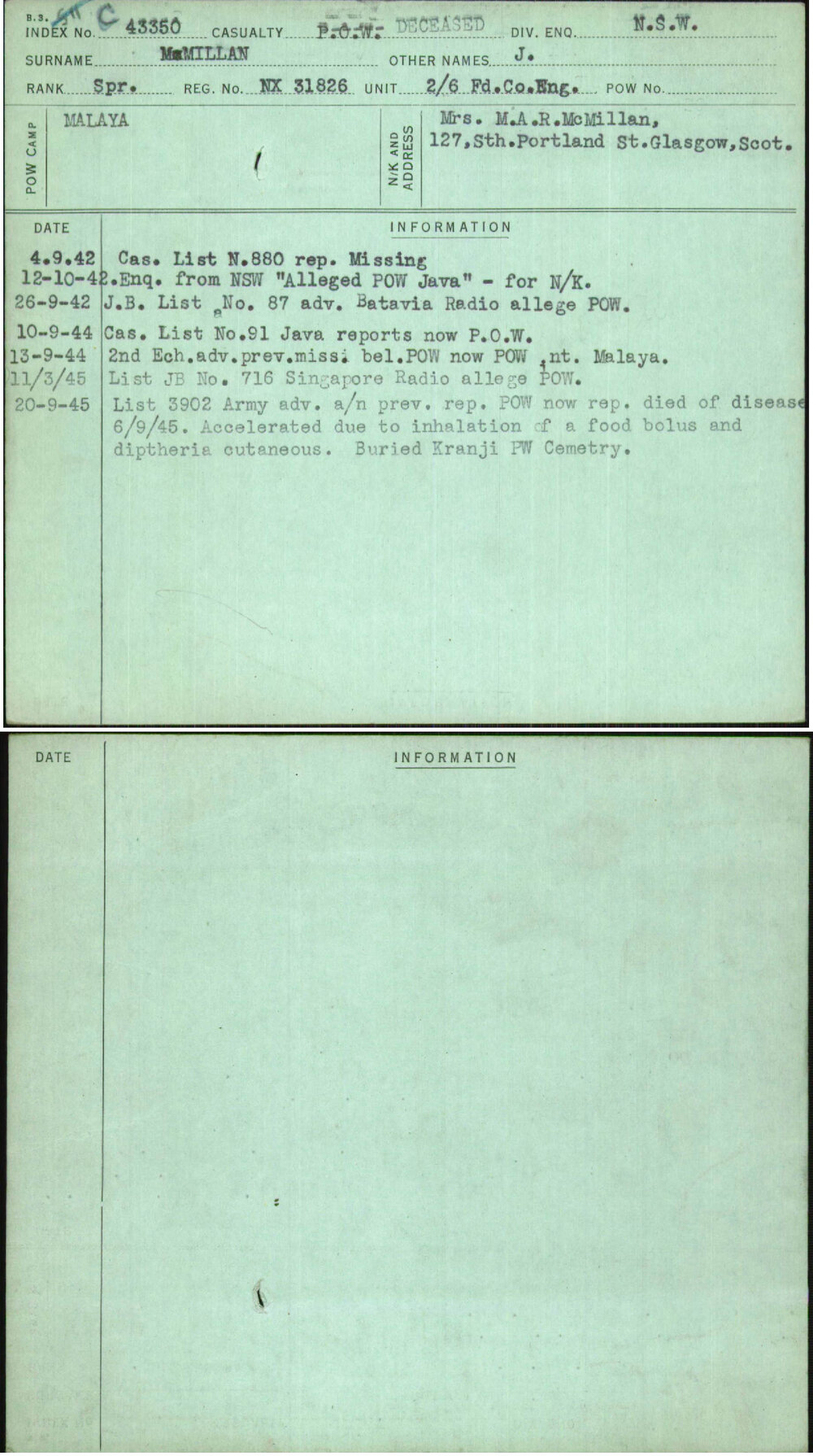 Mcmillan, J, NX31826