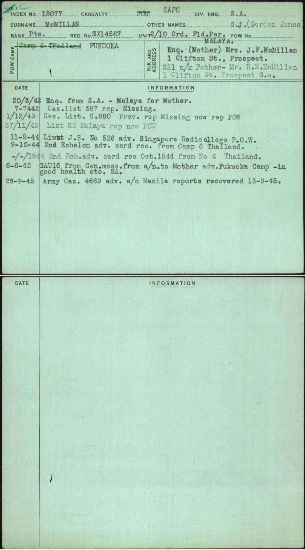 Mcmillan, G J (Gordon James), SX14587