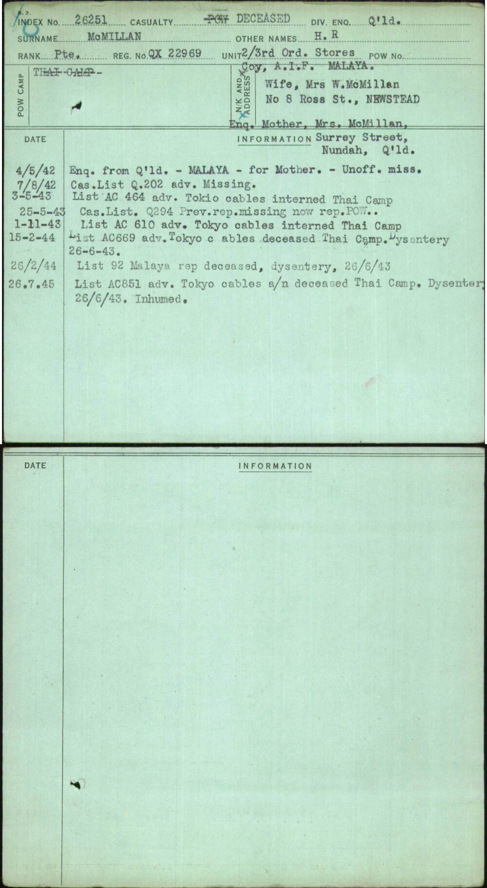 Mcmillan, H R, QX22969