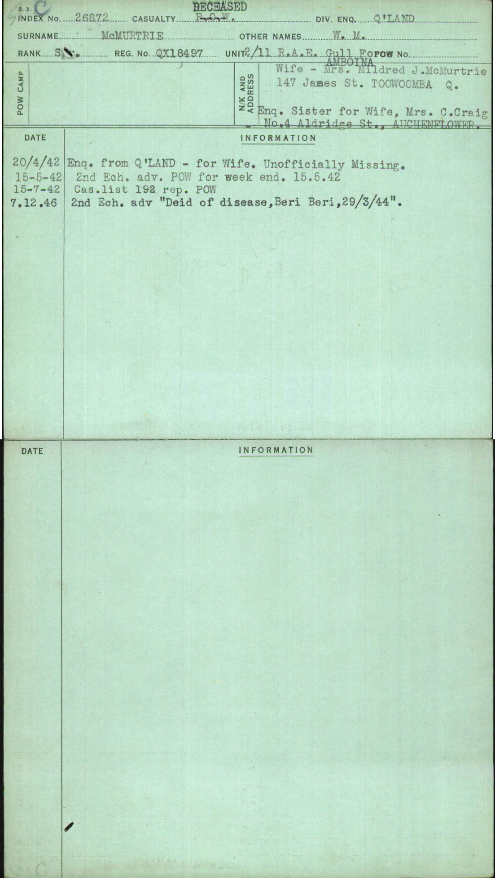 Mcmurtrie, W M, QX18497