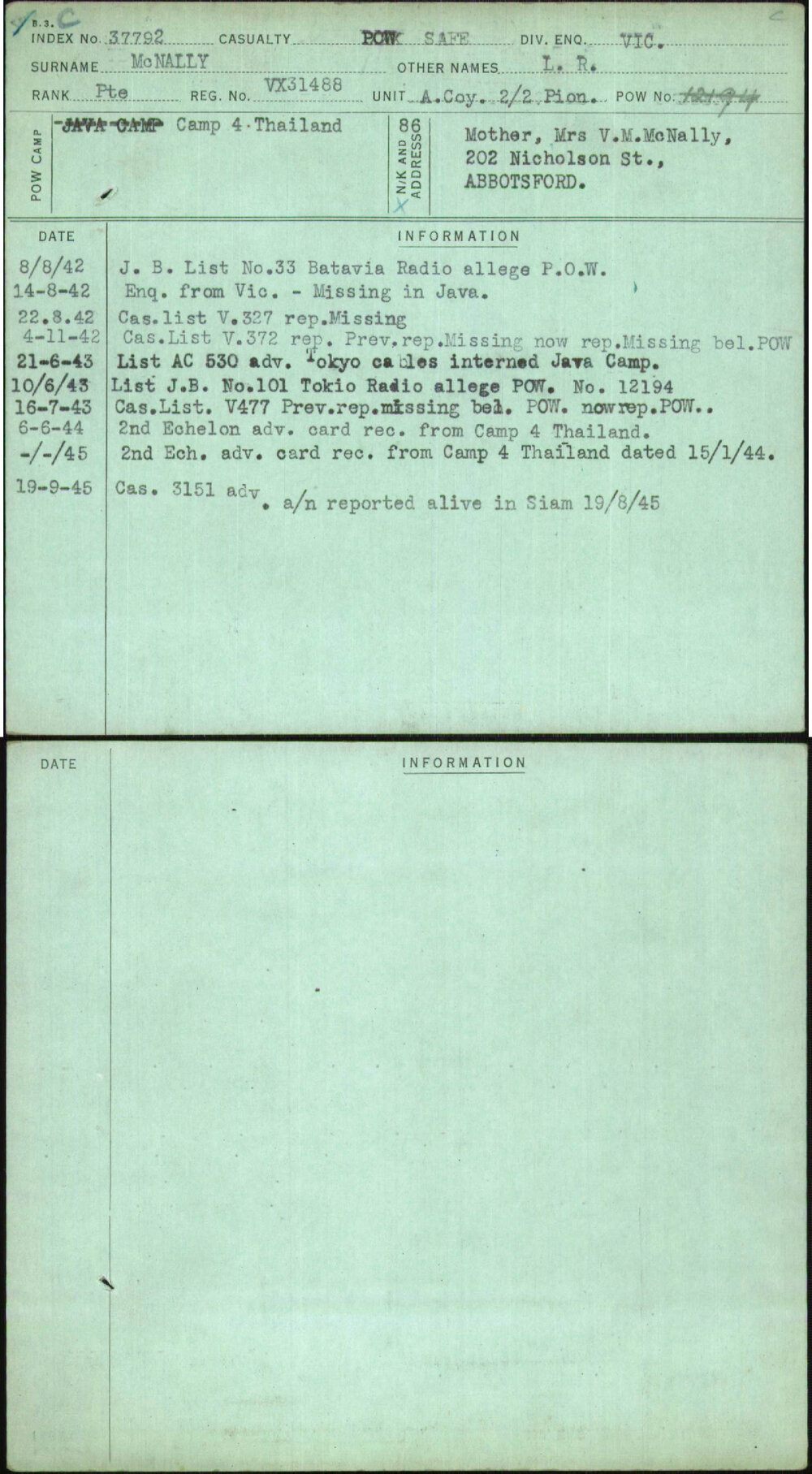 Mcnally, L R, VX31488