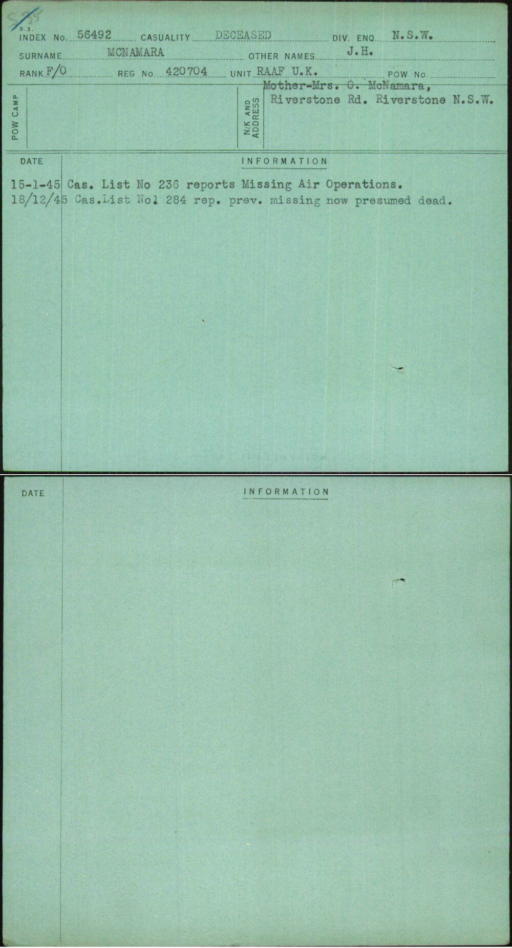 Mcnamara, J H, 420704