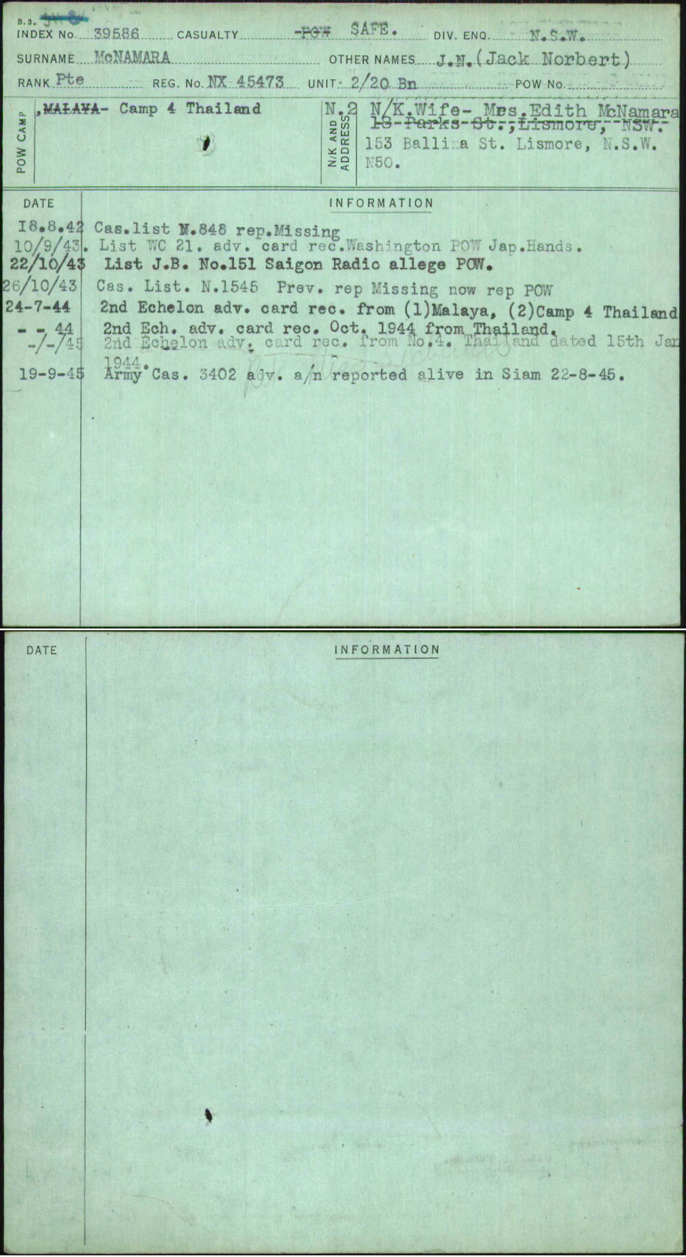 Mcnamara, J N (Jack Norbert), NX45473