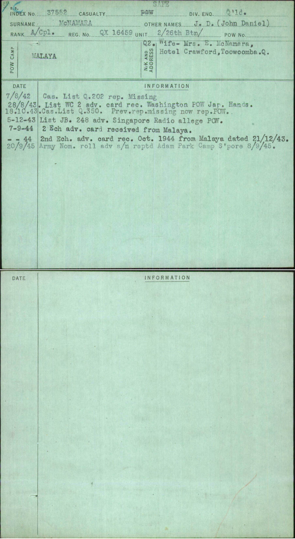 Mcnamara, J D (John Daniel), QX16459