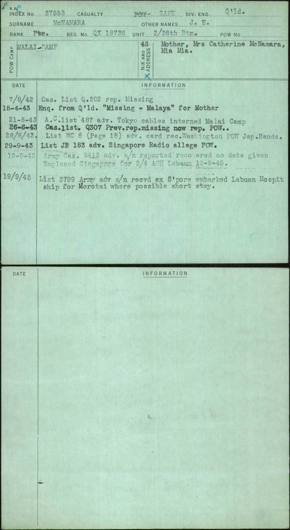 Mcnamara, J E, QX18736