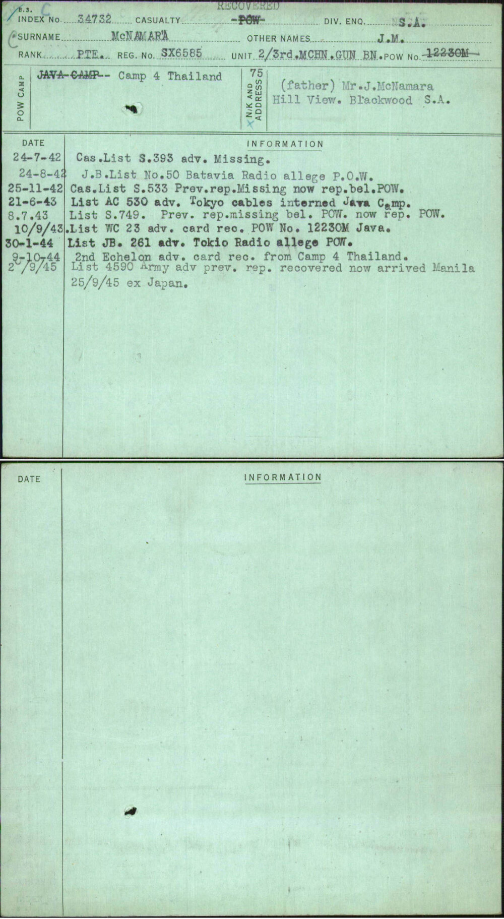 Mcnamar'A, J M, SX6585