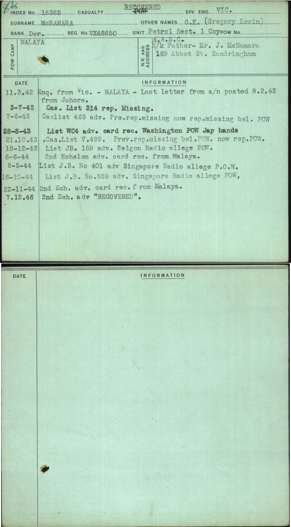 Mcnamara, G K (Gregory Kevin), VX48650