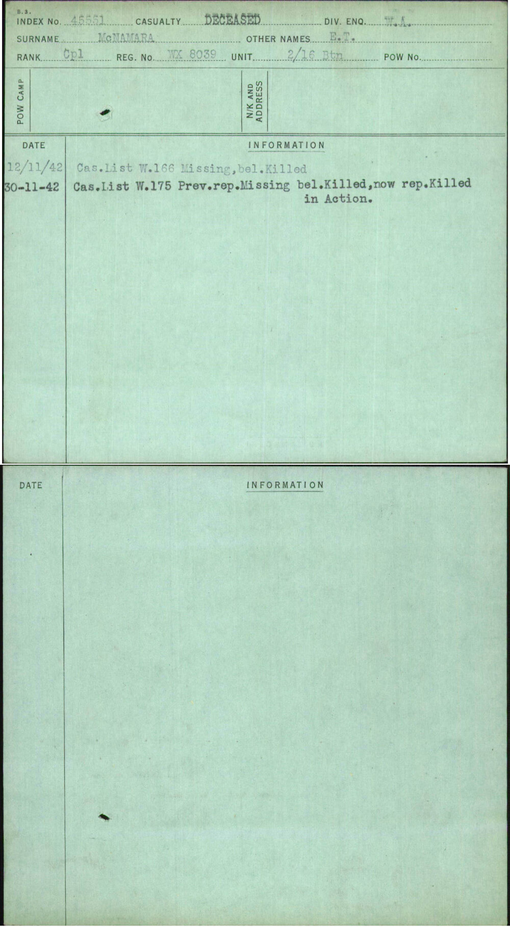 Mcnamara, E T, WX8039