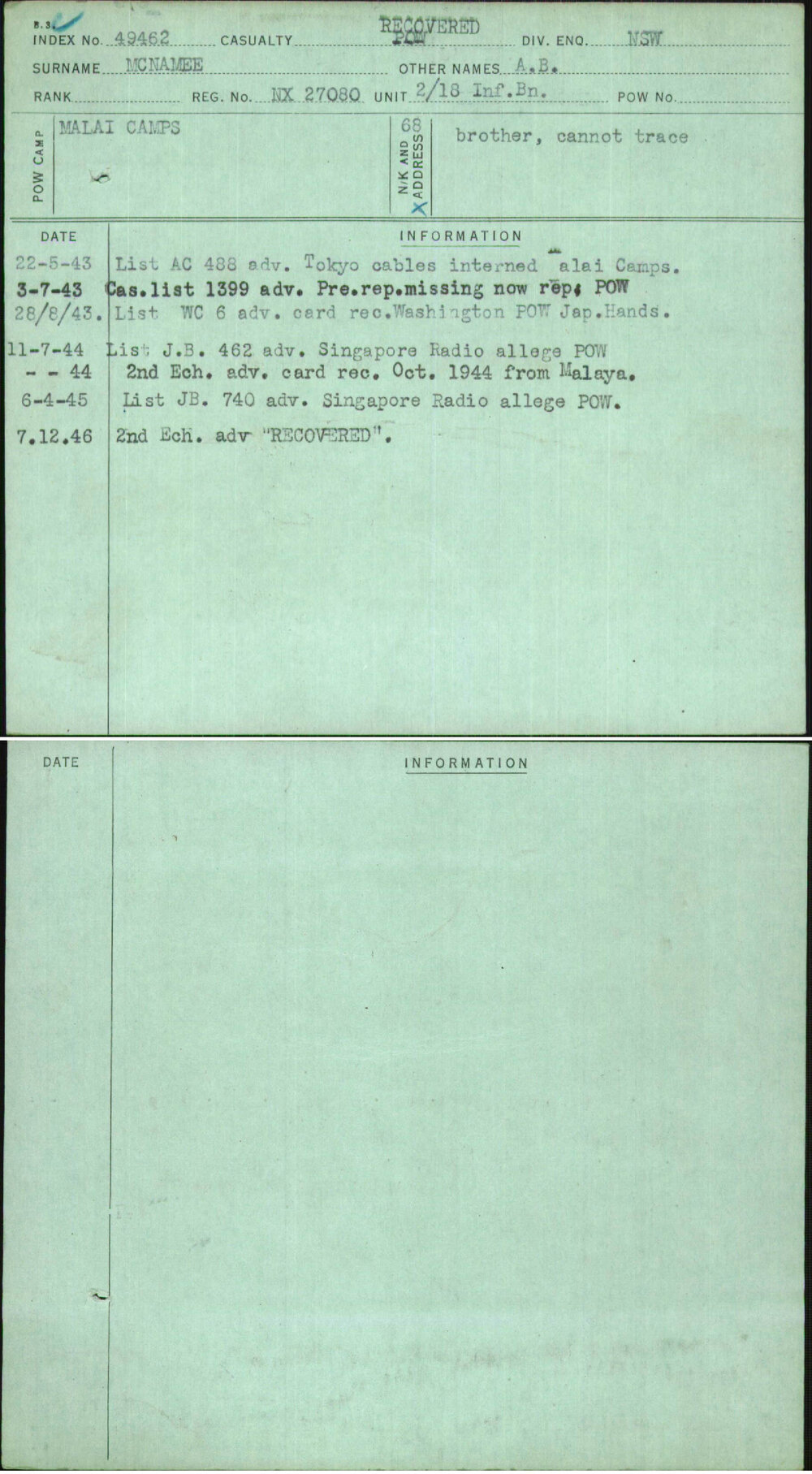 Mcnamee, A B, NX27080