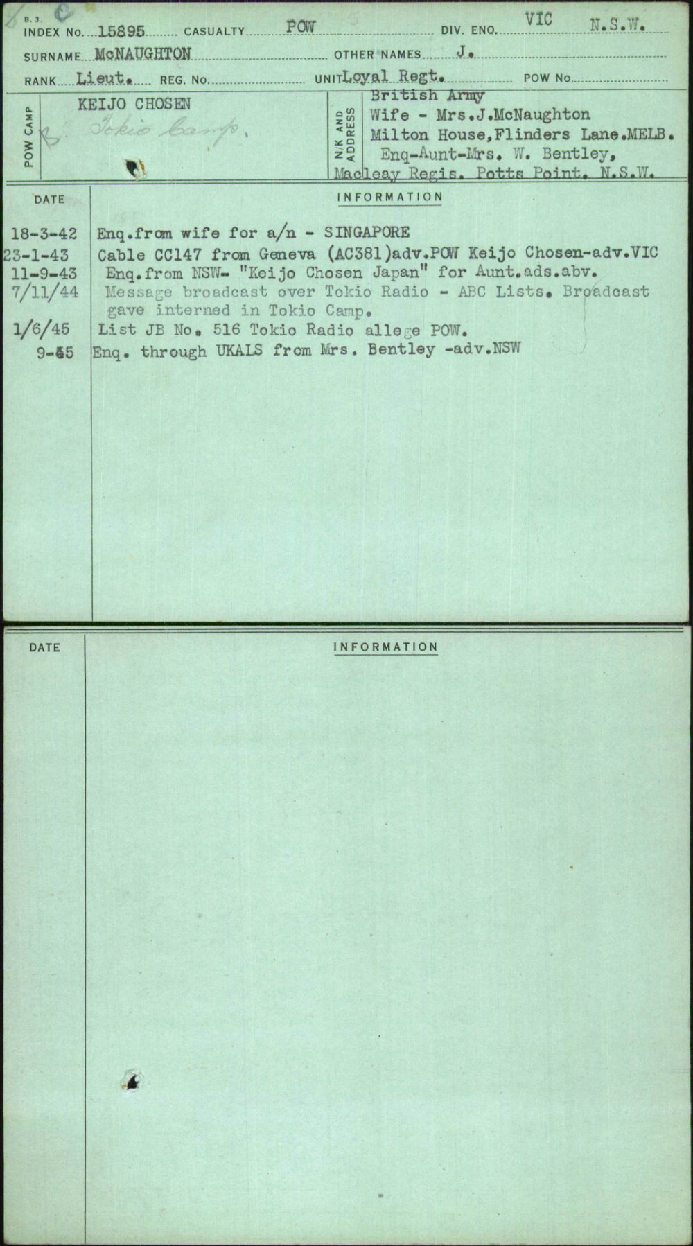 Mcnaughton, J, [No Service Number]