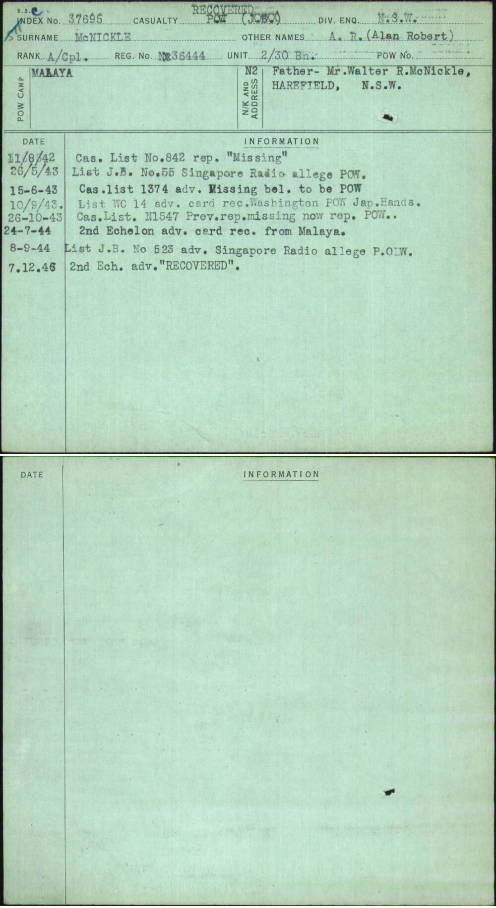 Mcnickle, A R (Alan Robert), NX36444