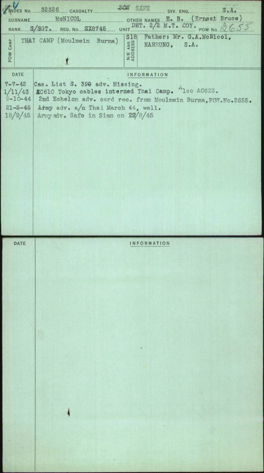 Mcnicol, E B (Ernest Bruce), SX8745