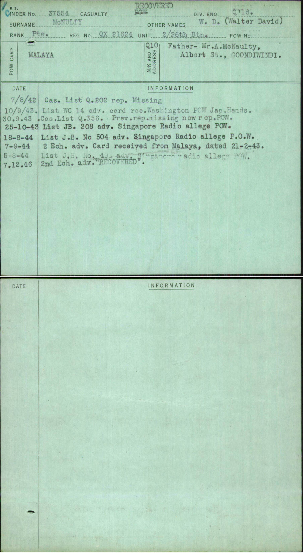 Mcnulty, W D (Walter David), QX21624