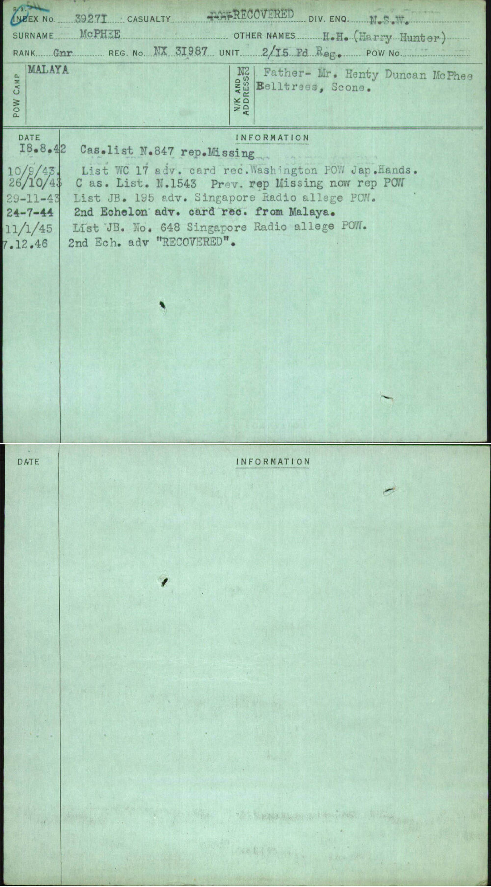 Mcphee, H H (Harry Hunter), NX31987