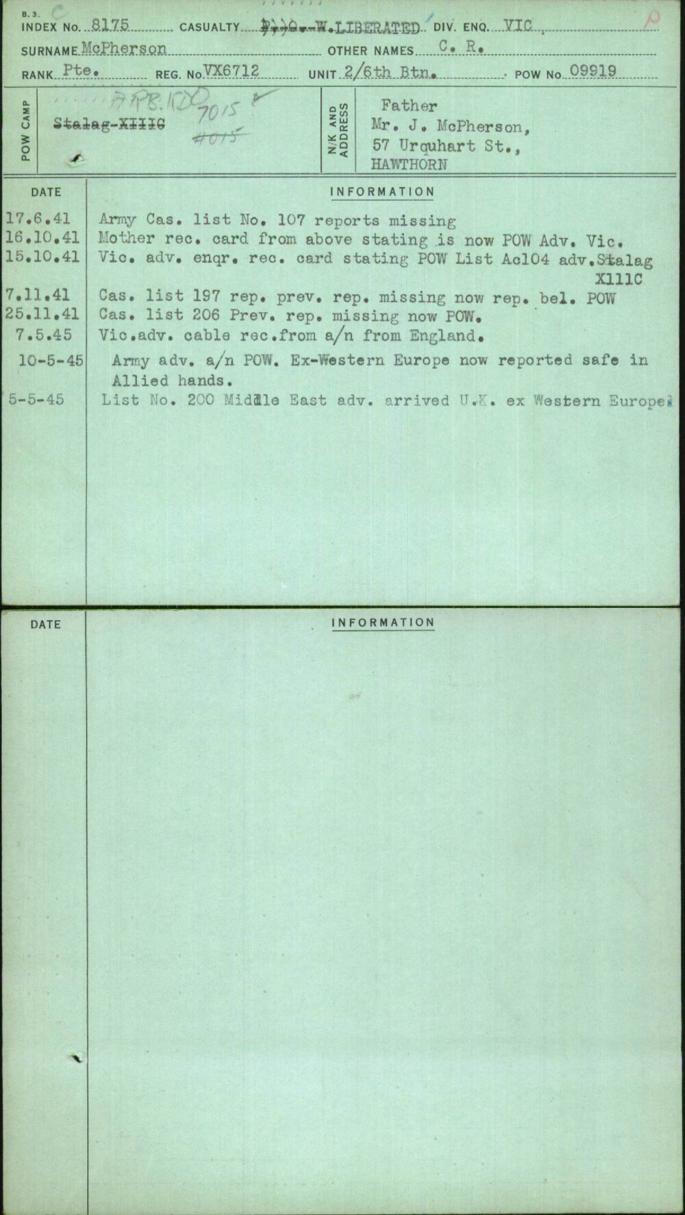 Mcpherson, C R, VX6712