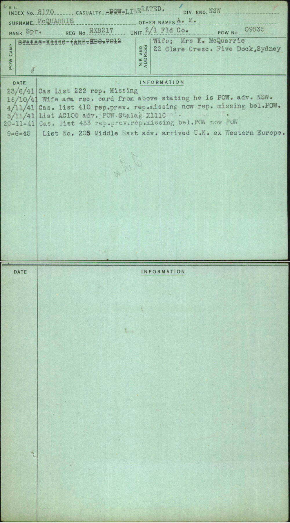 Mcquarrie, A M, NX8217