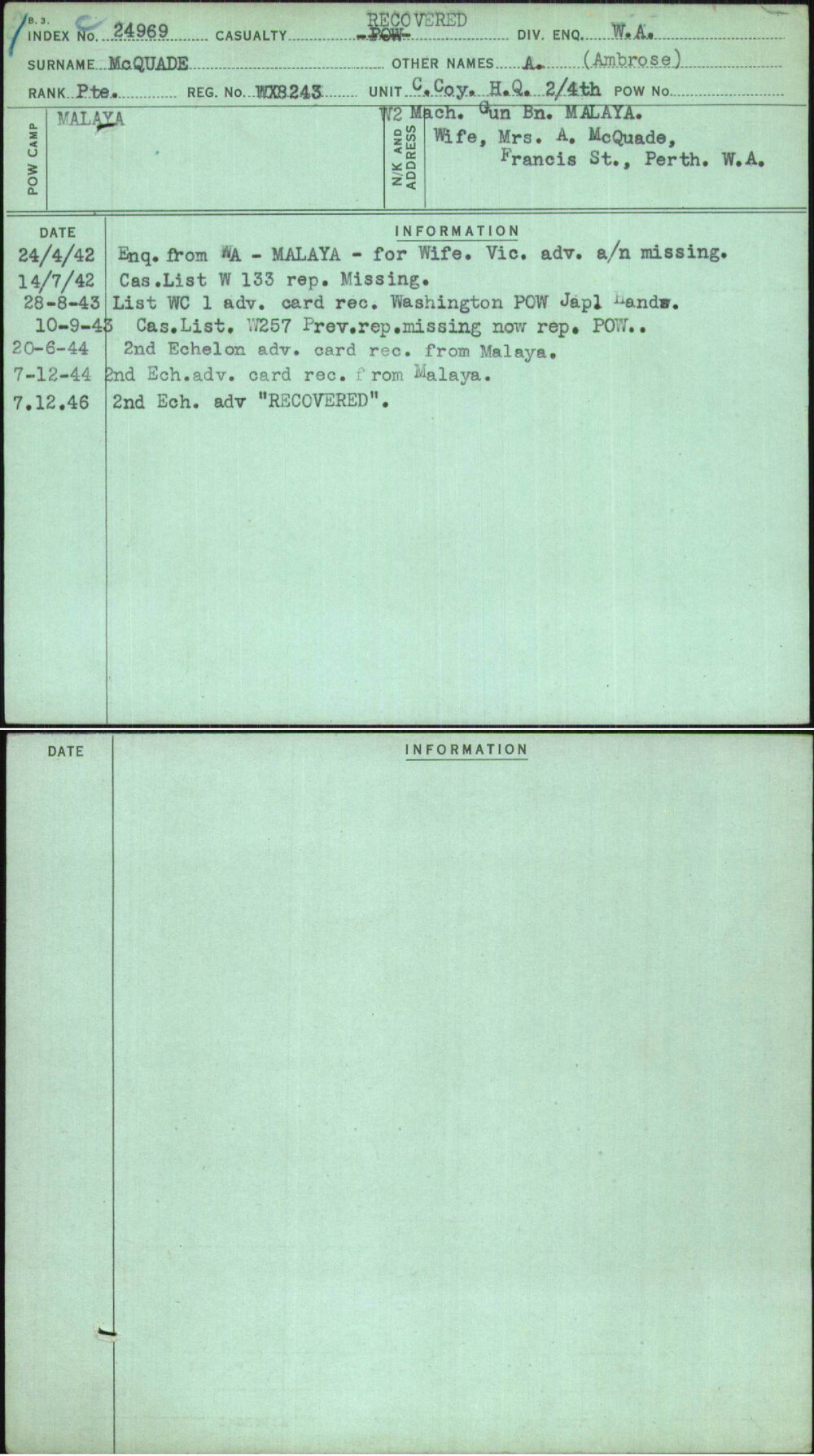 Mcquade, A (Ambrose), WX8243