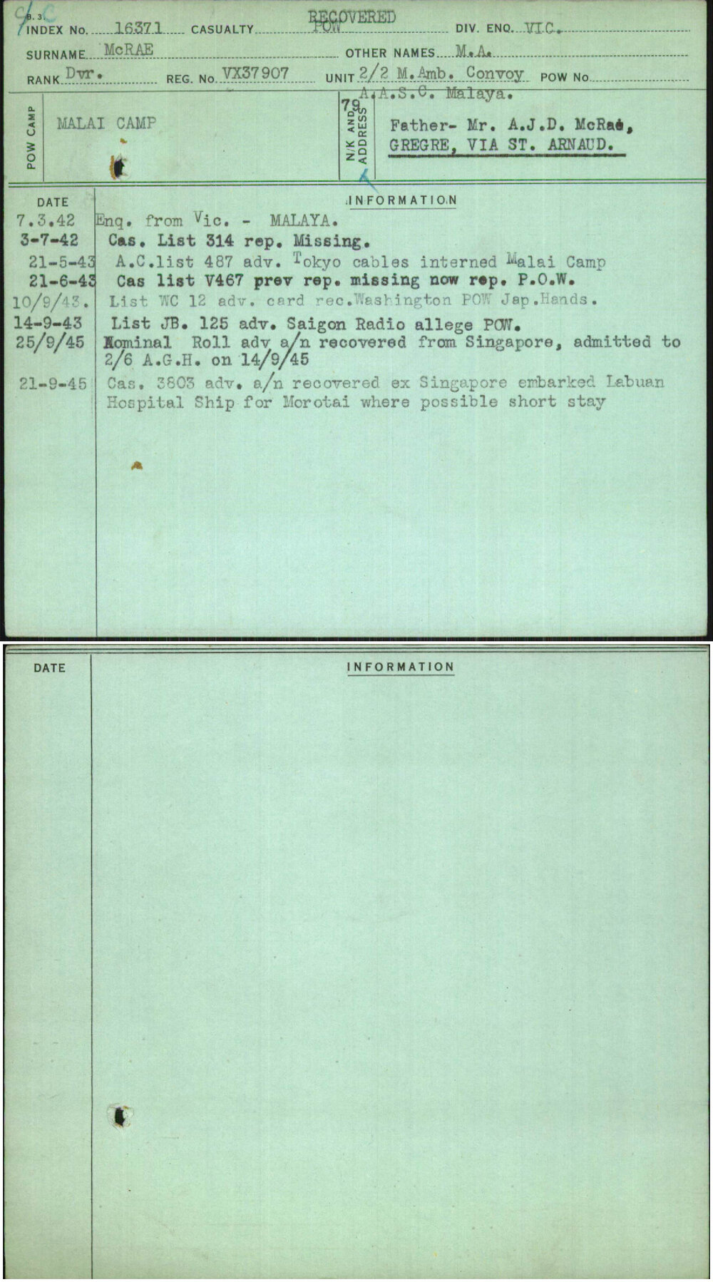 Mcrae, M A, VX37907