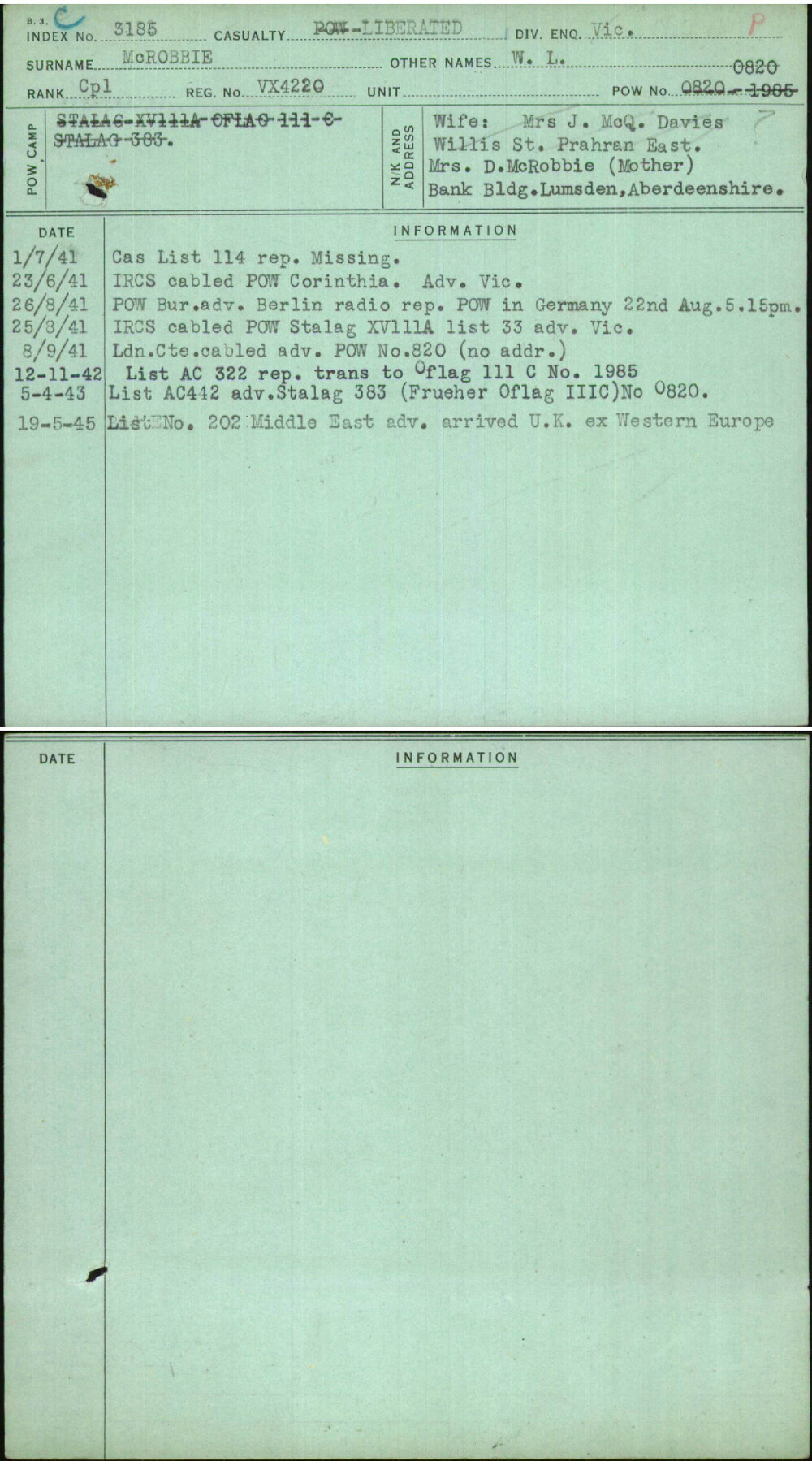 Mcrobbie, W L, VX4220