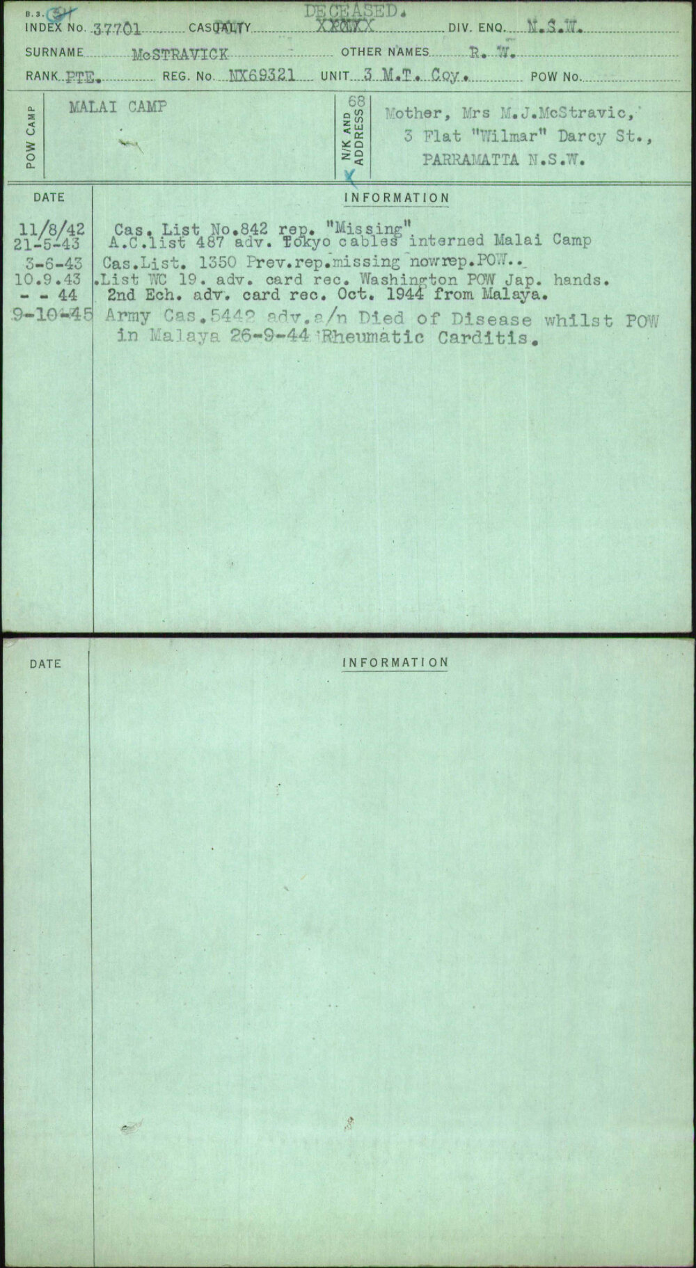 Mcstravick, R W, NX69321