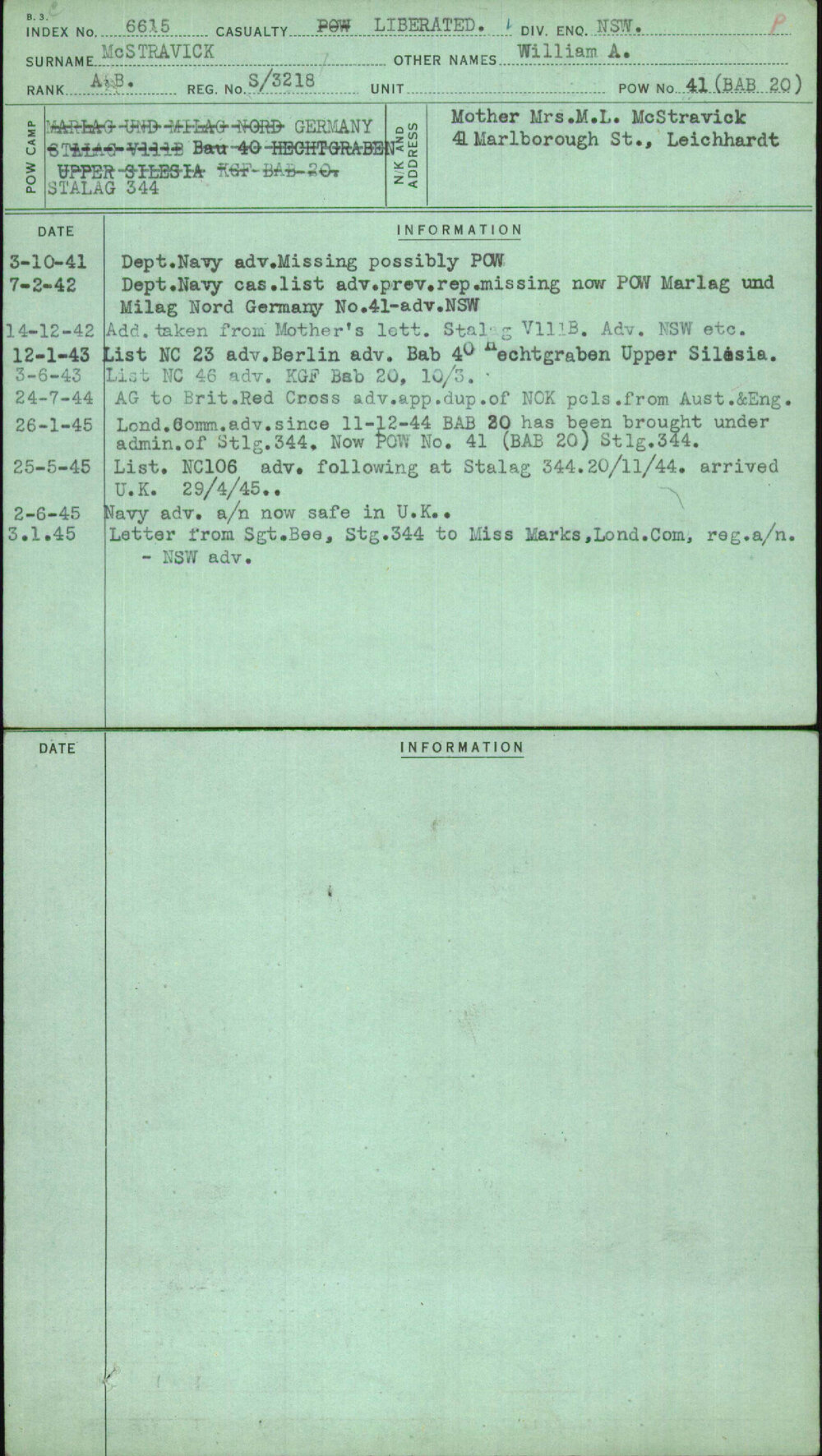 Mcstravick, William A, S-3218