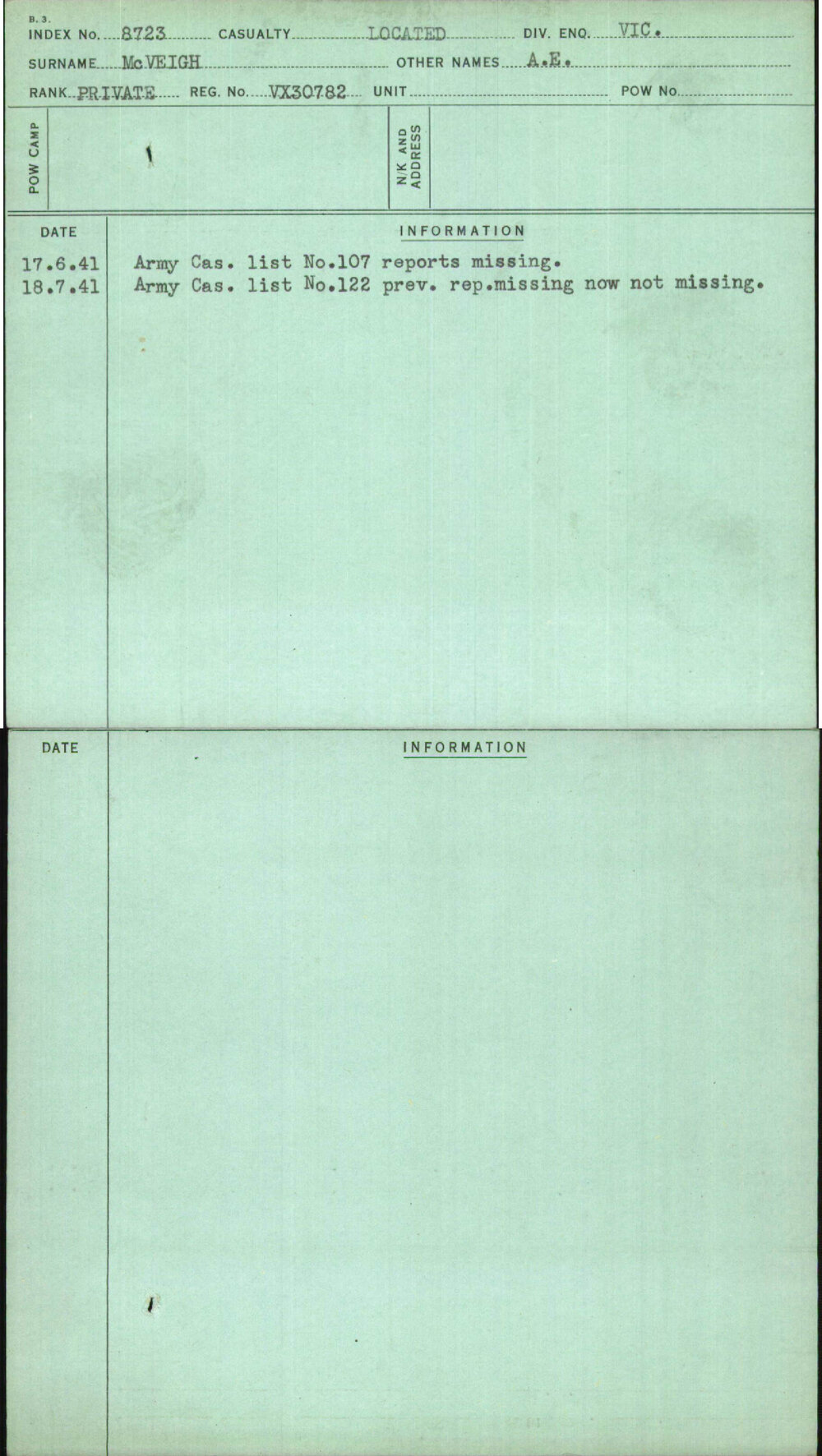 Mcveigh, A E, VX30782