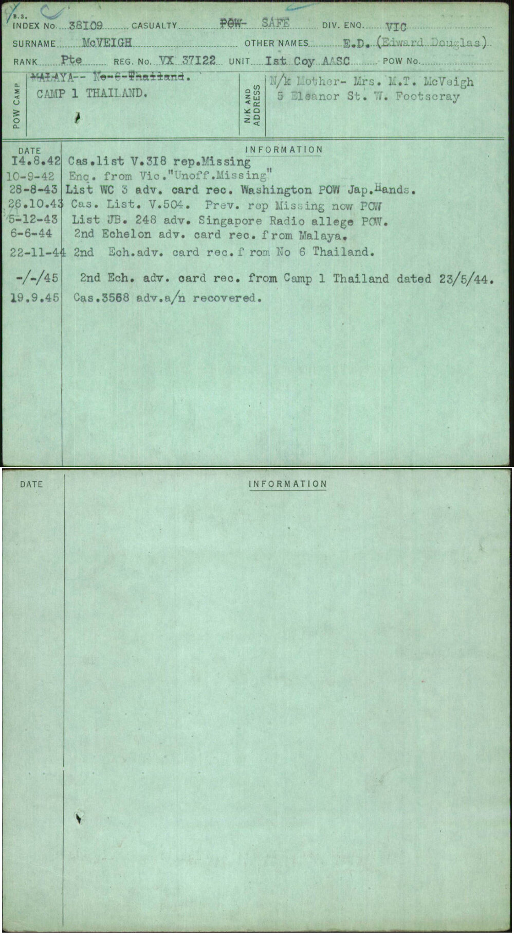 Mcveigh, E D (Edward Douglas), VX37122