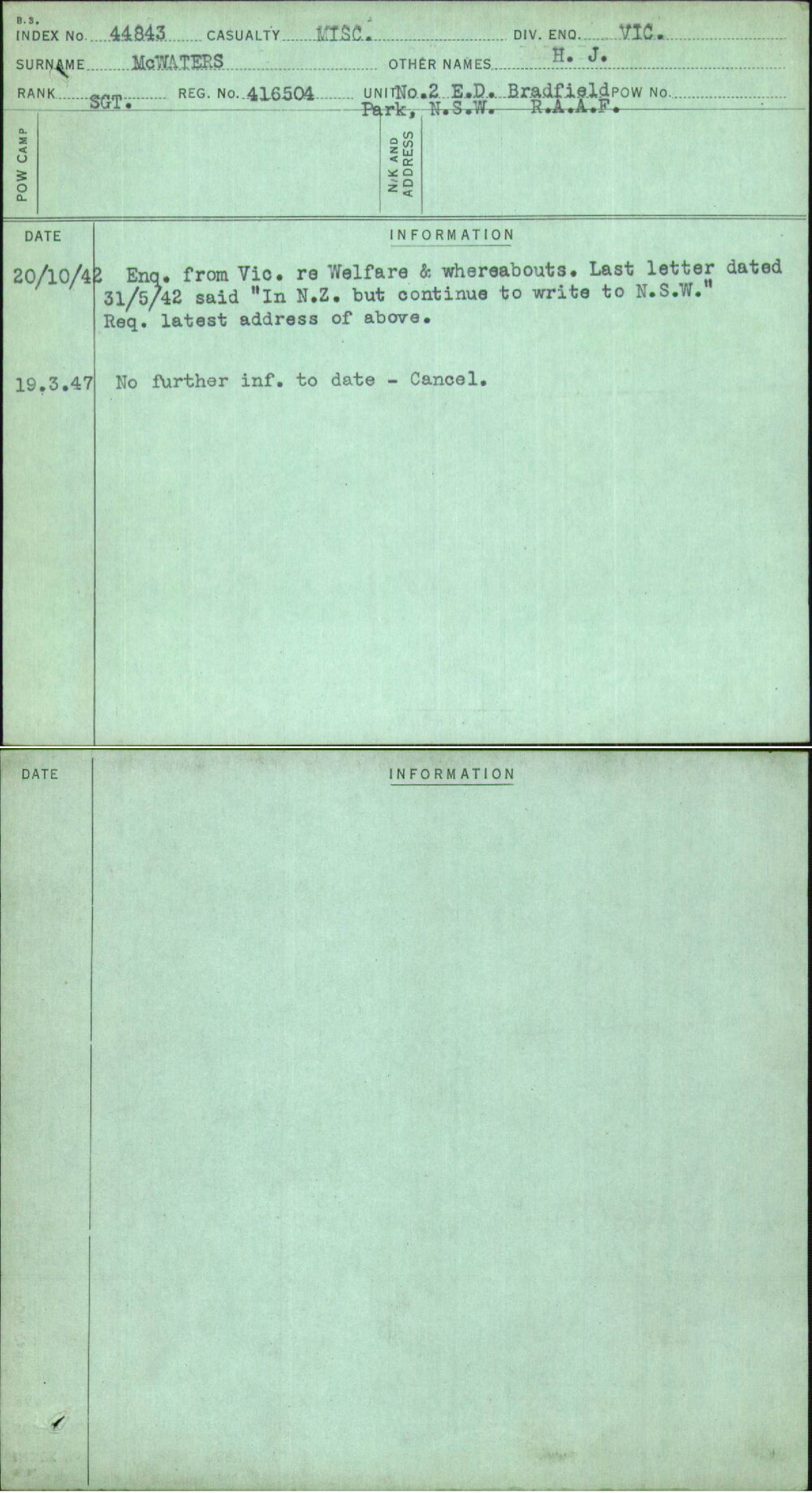 Mcwaters, H J, 416504