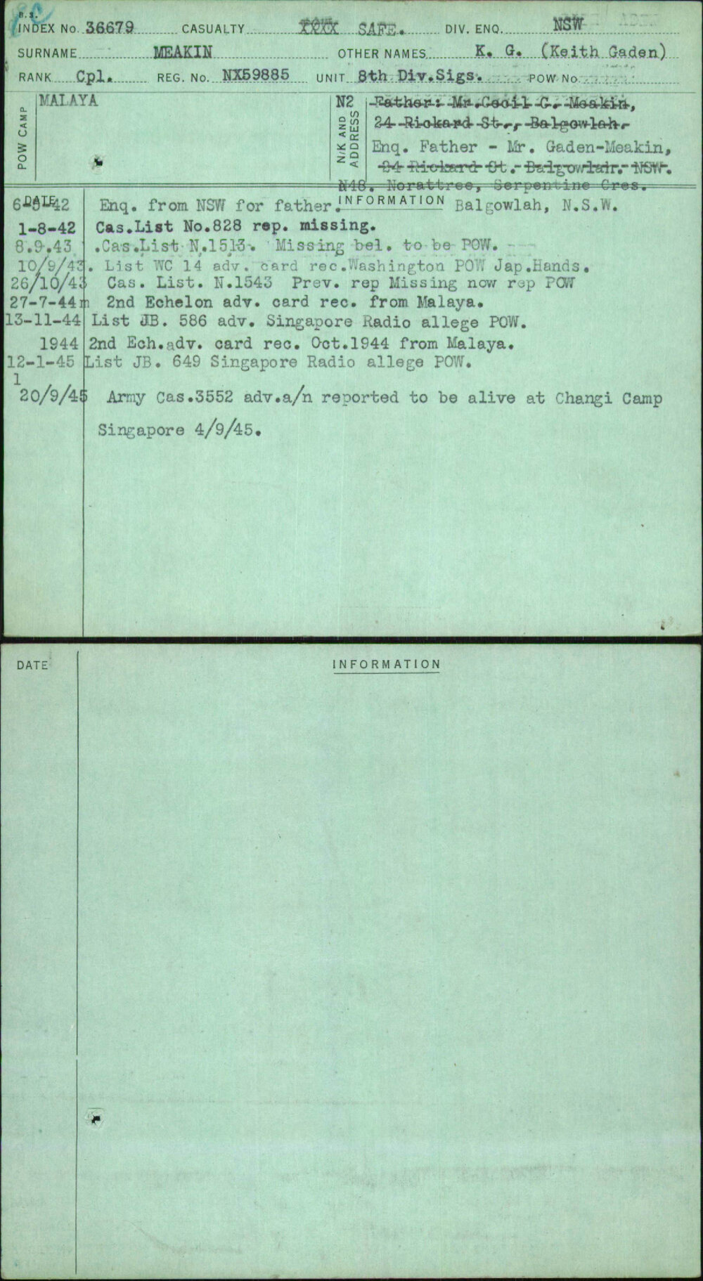 Meakin, K G (Keith Gaden), NX59885