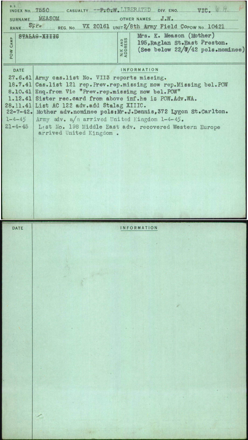 Measom, J W, VX20161